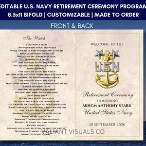 Custom U.S. Navy Retirement Ceremony Program | Personalized Navy Retirement Program | Navy Retiree | Navy Retirement | PDF
