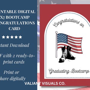 Druckbare 5 x 7 Militär Bootcamp Graduierung Glückwunschkarte | Bearbeitbarer digitaler Download | Heer Marines Marine Marine Luftwaffe Küstenwache | PDF-Datei