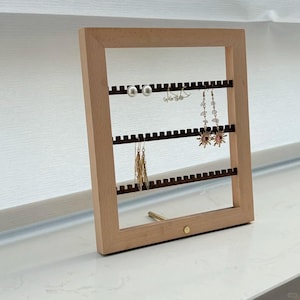 Elegant Multi-Layer Wood Earring & Necklace Organizer,Boutique Vanity Jewelry Storage Display Stand