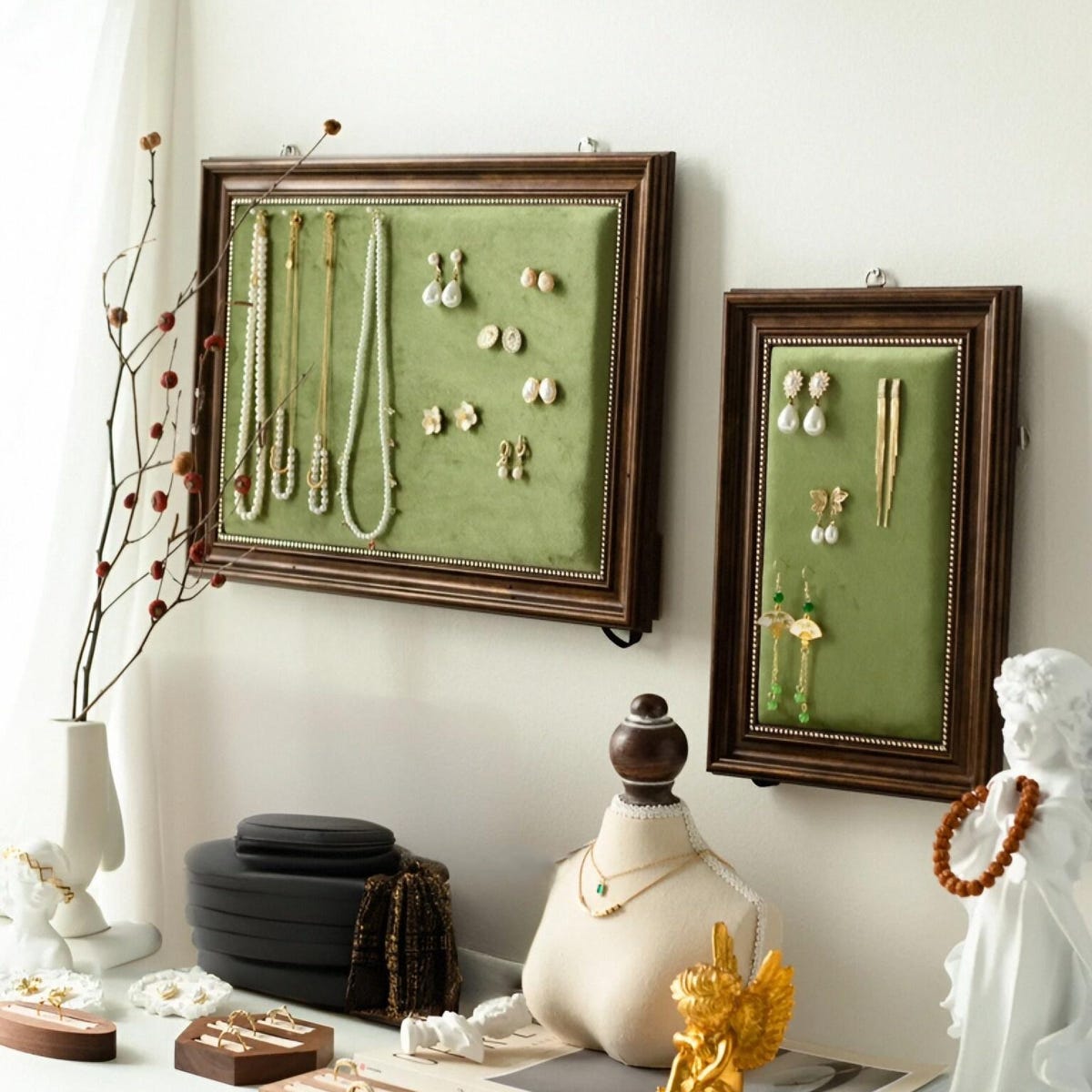 Velvet Jewelry Organizer,vintage Display Stand for Earrings Necklaces, Wall Mount or Tabletop,gift for Her - Etsy