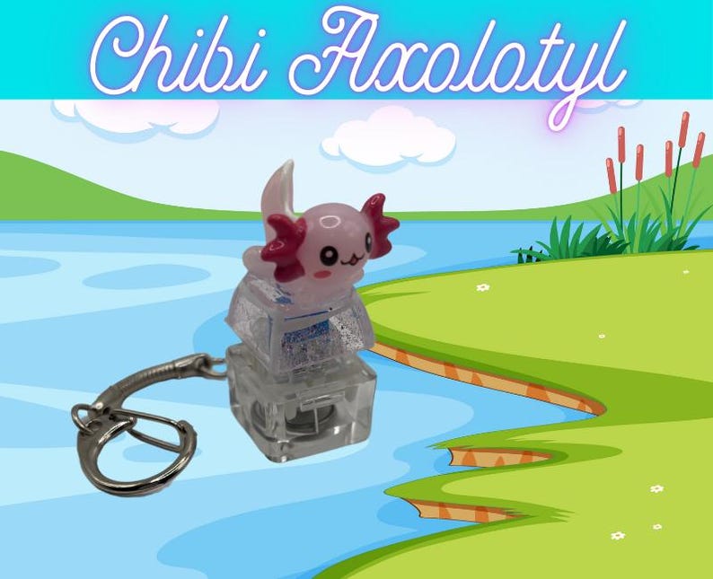 Chibi Axolotyl Fidget Light up Keycap Fidget Chibis Cute Chibikeycaps ...