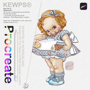 KEWPS® IN Wonderland Design Kit for Procreate/Rose O&#39;Neill&#39;s Kewpies/ Procreate Stamps/Bonus color