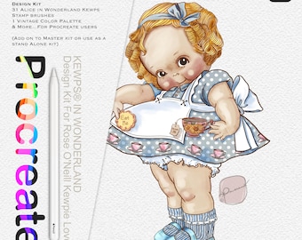 KEWPS® IN Wonderland Design Kit for Procreate/Rose O'Neill's Kewpies/ Procreate Stamps/Bonus color