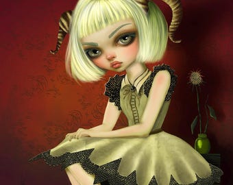 SIGNED ARTIST PROOF -Green Maiden-Lady- Illustration- giclee print