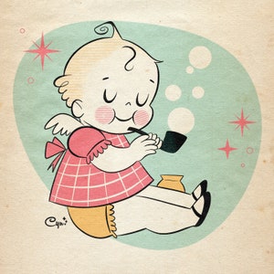 Kewps® With Bubbles/Boralina/Kewpie&#39;s fan art/ Museum quality Giclee professional print