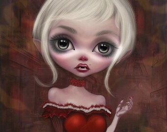SIGNED ARTIST PROOF - Little Vampire Girl 2/ Red/ Paris - giclee print