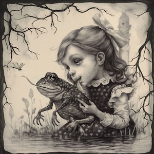 Magical Toady/Castle Swamp/ Little Big Eye Girl/Museum quality Giclee professional print