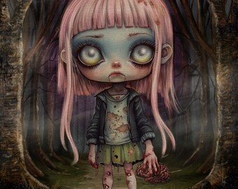LIMITED EDITION art print -Little Bit Undead- Yokai- giclee print