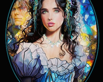 Labyrinth/Sarah and Jareth Goblin King/Sarah/a Museum quality Giclee Print/Stained Glass Print