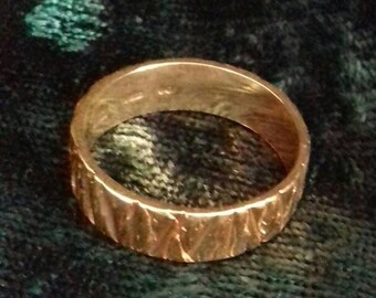 Men's Rustic Ring Men's Gold Band Gold Bark Ring | Etsy