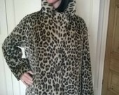 Stunning vintage faux fur leopard pea coat Lister Katmandu Glenn Models size Medium jacket