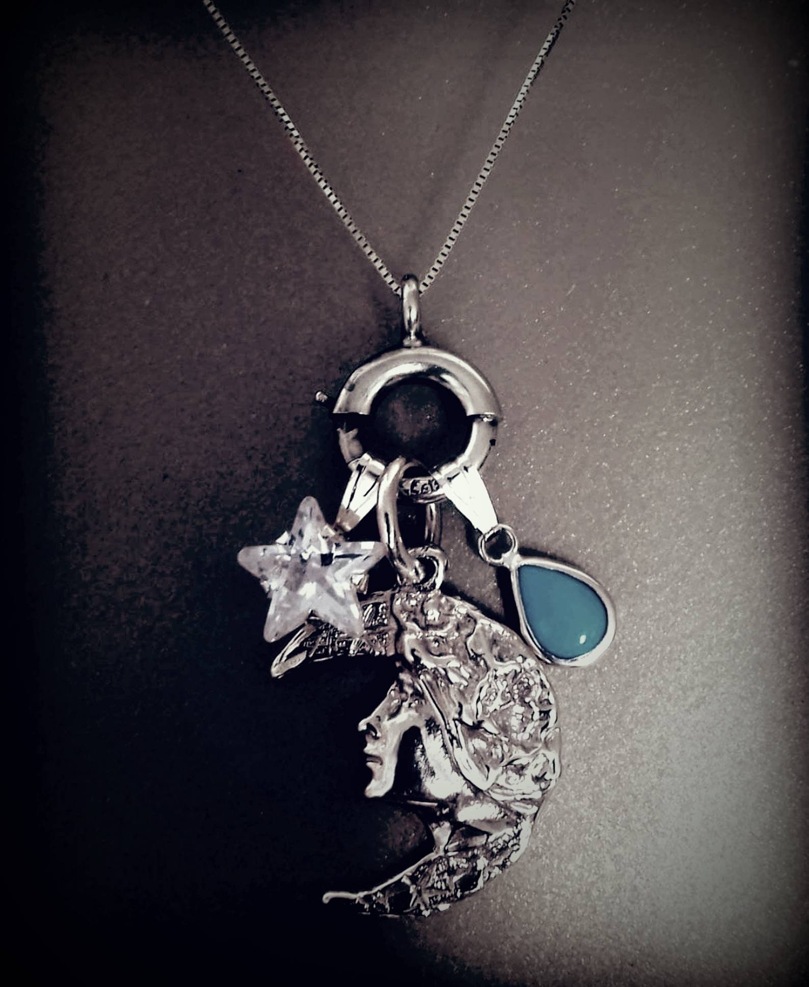 Art Nouveau Style Moon Pendant Silver Lady in the Moon Charm - Etsy