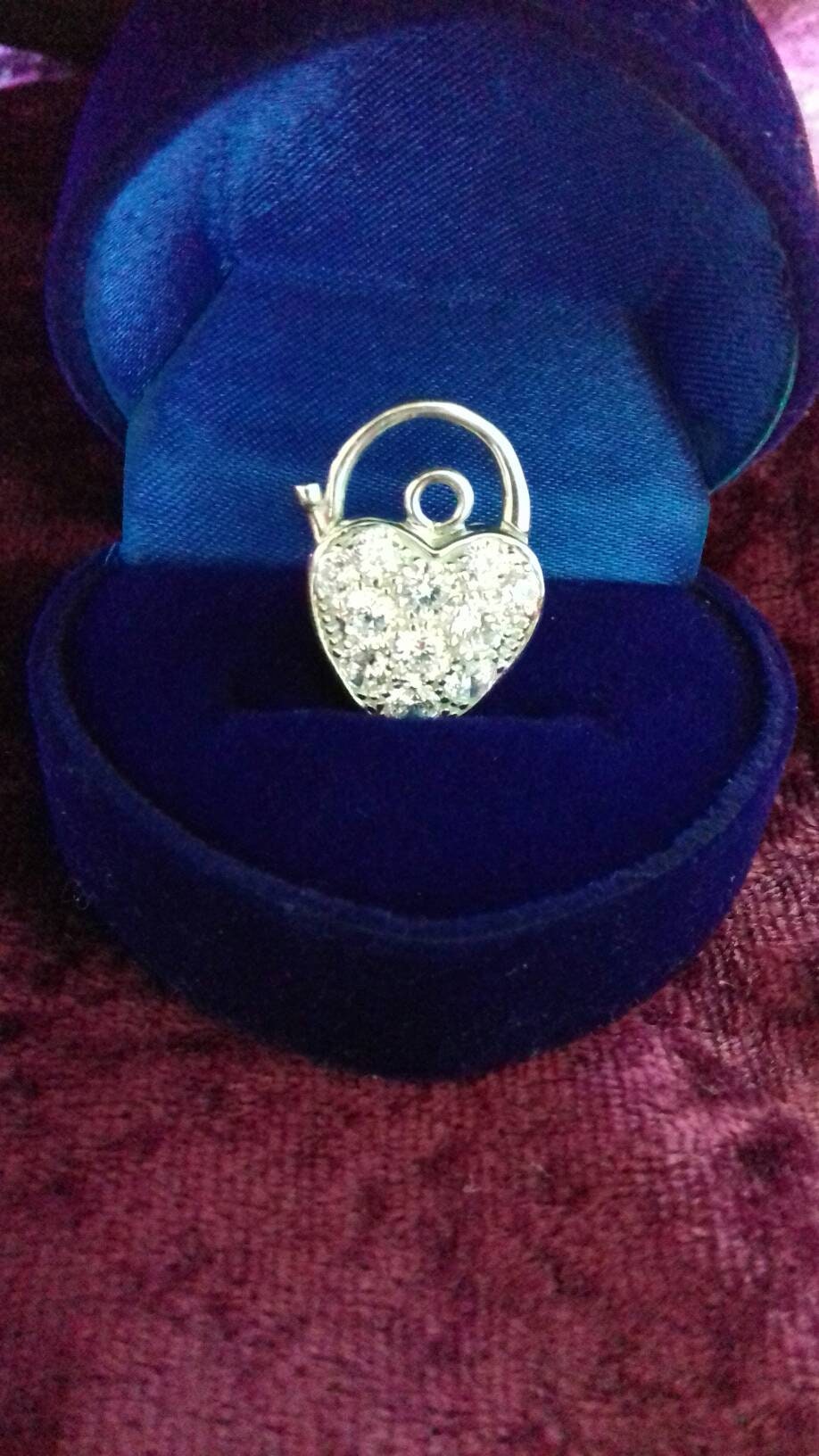 Beautiful silver padlock heart charm pendant diamond look | Etsy