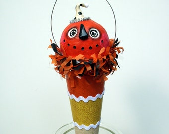 Halloween Pumpkin Candy Corn Vintage Look Ornament Decoration