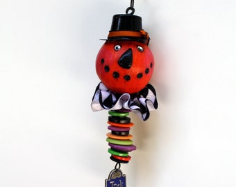 Folk Art Halloween Pumpkin Ornament Decoration