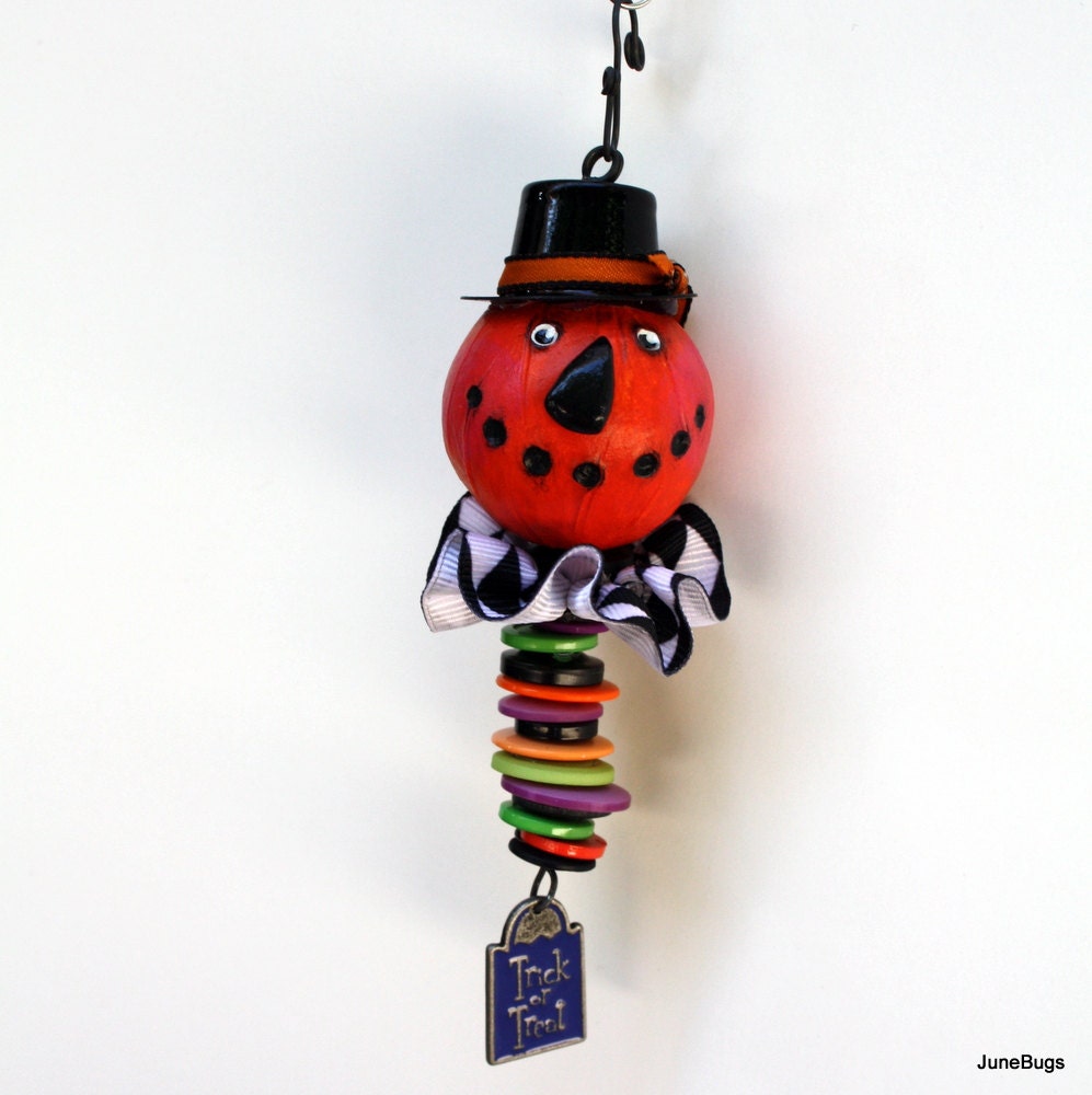 Folk Art Halloween Pumpkin Ornament Decoration Etsy