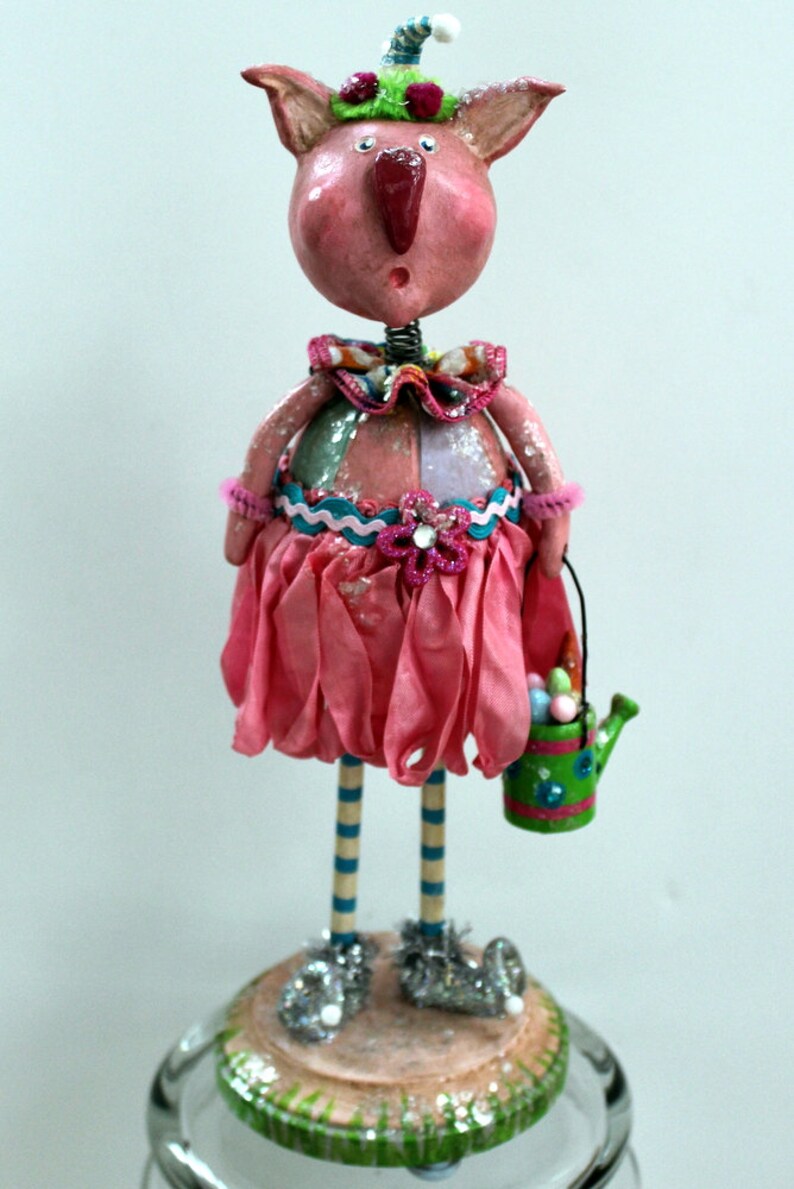 Easter Bunny Vintage Inspired Collectible Folk Art Doll Sculpture image 2