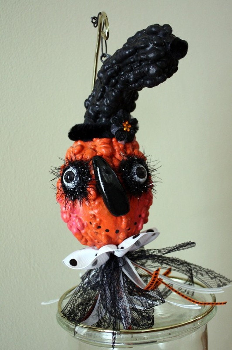 Folk Art Pumpkin Halloween Gourd Holiday Ornament image 4