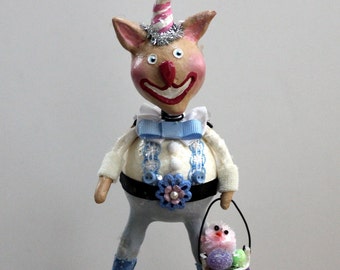 Henry O'Hare Bunnykins - Whimsical Easter  Bunny Paperclay Collectible Art Doll