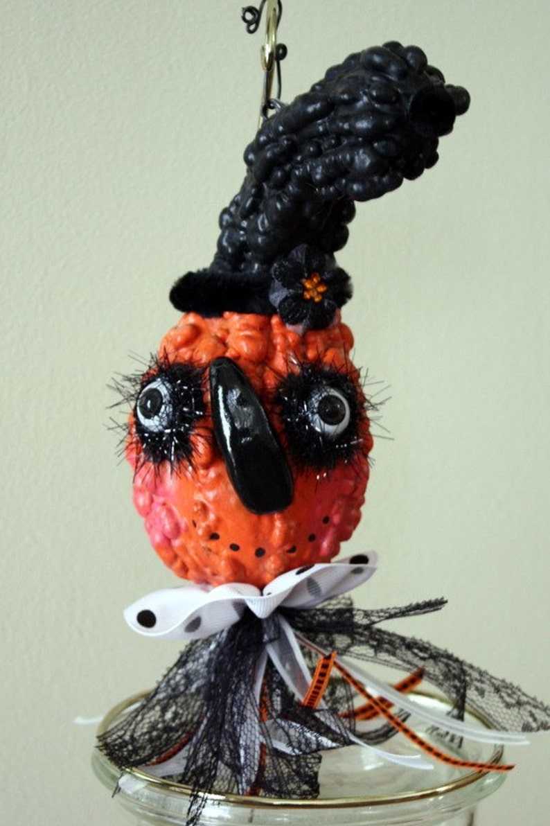 Folk Art Pumpkin Halloween Gourd Holiday Ornament image 1