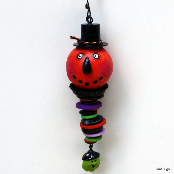 Folk Art Halloween Pumpkin Ornament Decoration