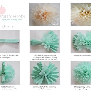 Wedding Ceremony Decoration .. Aisle Decor .. 9 inch tissue pom poms .. Custom Colors image 2