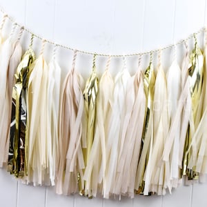 Neutrals & Gold tassel garland // wedding and party decoration