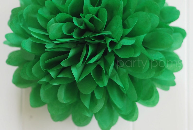 Green Tissue Paper Pom Poms Wedding, Bridal Shower, Party Decorations image 1