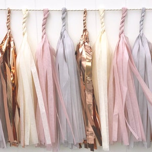 Blush, Grey, Cream & Rose gold tassel garland // wedding and party decoration// backdrop//birthday party