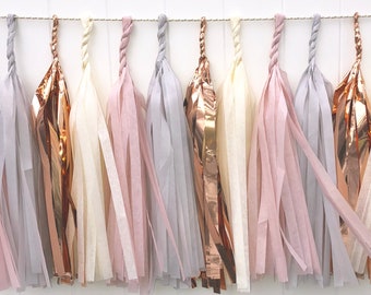 Blush, Grey, Cream & Rose gold tassel garland // wedding and party decoration// backdrop//birthday party