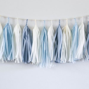 BABY BLUE tassel garland party decoration // wedding decor // baby shower image 2