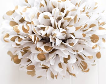 METALLIC GOLD DOTS tissue pom pom .. New Years .. Wedding Decoration