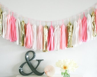 PINK PRINCESS tissue tassel garland // wedding decor // bridal shower // valentines