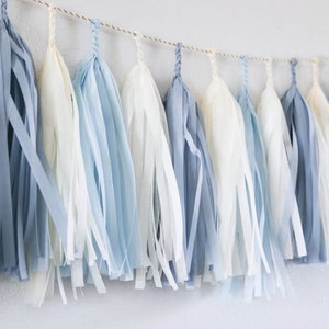 BABY BLUE tassel garland party decoration // wedding decor // baby shower image 3