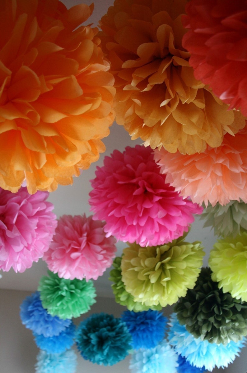 Custom Color .. 50 Tissue Pom Poms .. Wedding Decoration