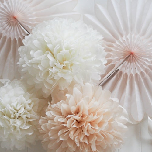 15 Tissue Pom Poms .. Weddings / Bridal Shower / Baby Shower / Etsy