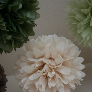 Earthy .. Wedding Decor / Ceremony / Bridal Shower Decor .. set of 7 Tissue Pom Poms image 3