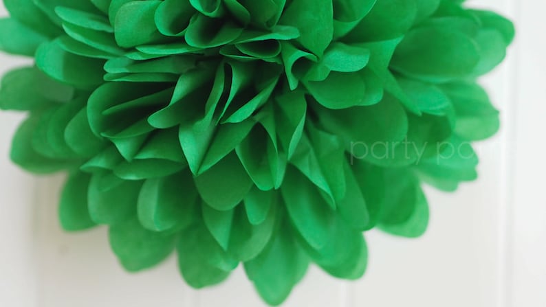 Green Tissue Paper Pom Poms Wedding, Bridal Shower, Party Decorations image 2