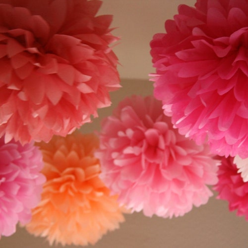 4 Tissue Mini Pom Poms Tissue Paper Small Pom Cake Etsy