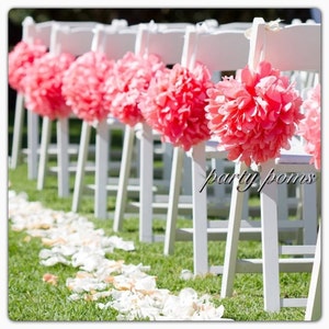 Wedding Ceremony Decoration .. Aisle Decor .. 9 inch tissue pom poms .. Custom Colors image 1