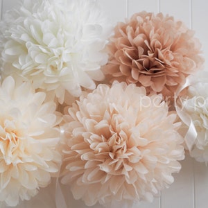 NEUTRALS tissue poms // wedding decoration // baby shower image 2