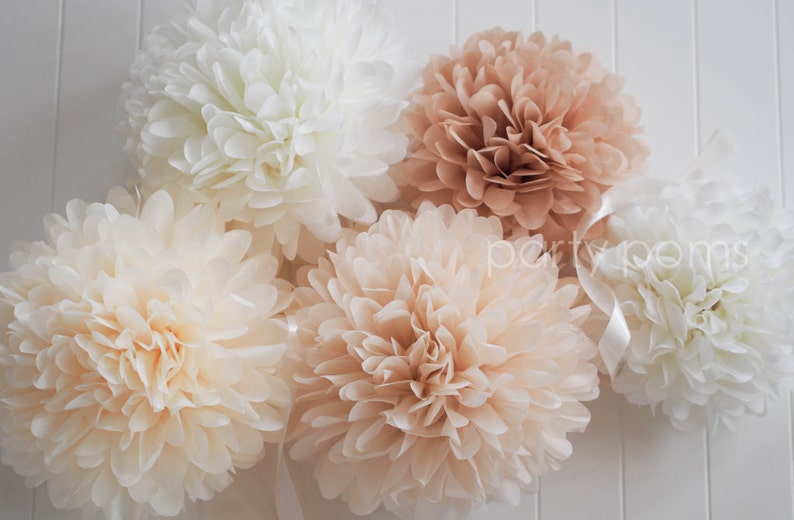 NEUTRALS tissue poms // wedding decoration // baby shower image 2