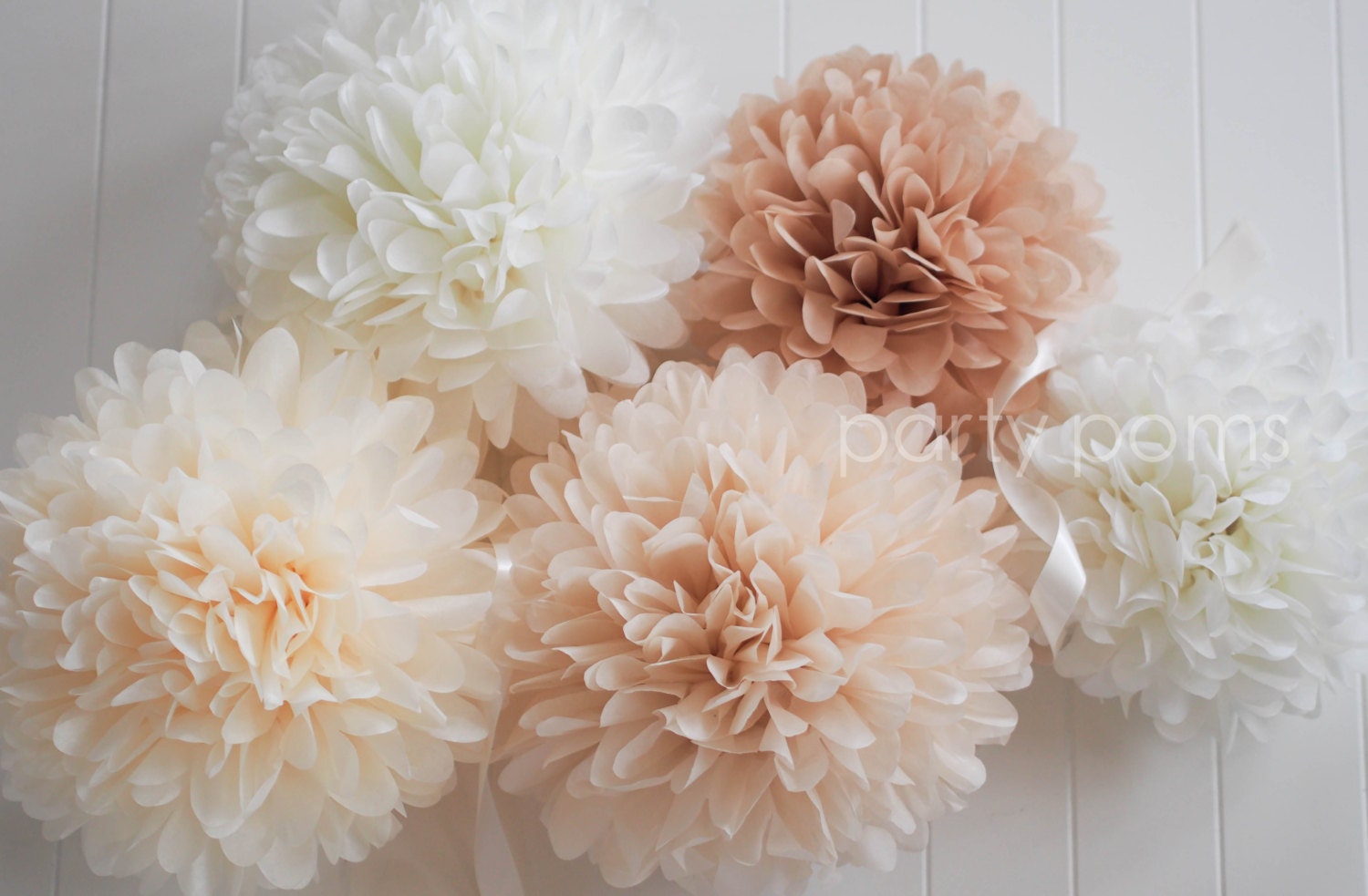 Neutrals 5 Tissue Paper Pom Poms Wedding Decoration Etsy
