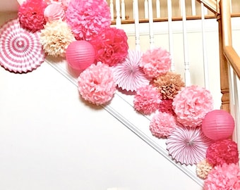 CHERRY BLOSSOM tissue paper pom poms.. nursery decor / party decoration / weddings