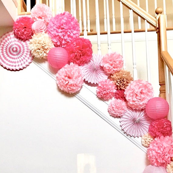 Cherry Blossom Tissue Paper Pom Poms Nursery Decor Party Etsy