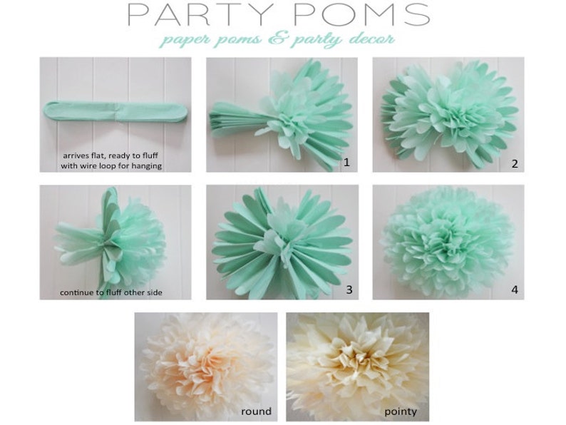 White tissue paper pom .. nursery decoration / baptism / wedding decor image 3