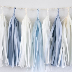 BABY BLUE tassel garland party decoration // wedding decor // baby shower image 1