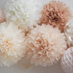 NEUTRALS tissue poms // wedding decoration // baby shower