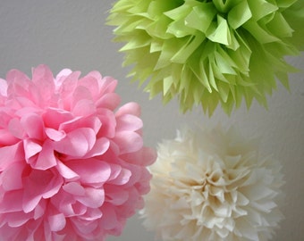 Blossom .. Tissue Paper Poms for Wedding Decor / Birthday / Baby Shower / Anniversary / Party Decoration - set of 3