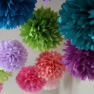 15 Tissue Pom Poms .. Weddings / Bridal Shower / Baby Shower / Baptism .. CUSTOM Colors image 4